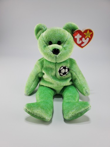 RARE & Retired TY Beanie Baby - Kicks soccer Bear collectable with Errors 98/99