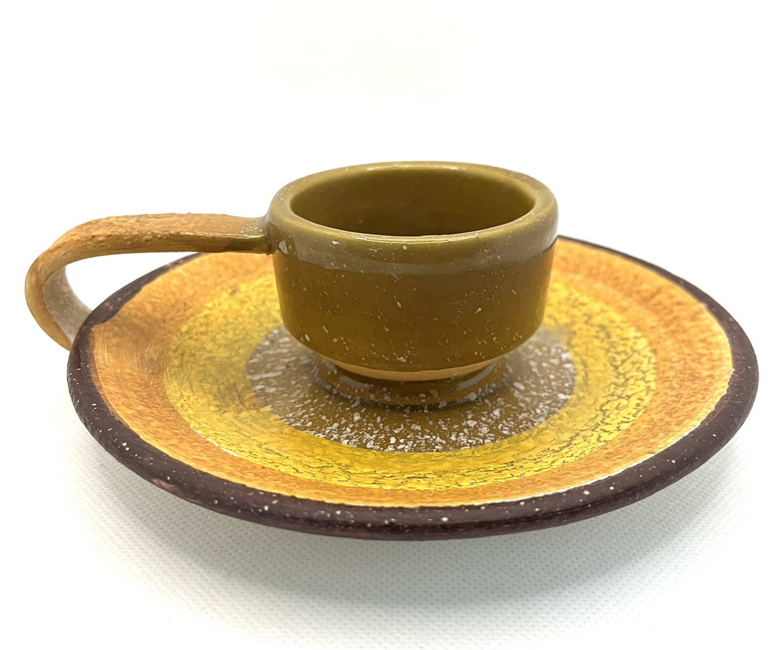 Vintage Italian Pottery Stoneware Finger Candle Holder Chamber Stick, vintage candle holder