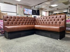 Bespoke Banquette Bench Seating For Pub/Bar/Restaurant Spanish Tan Faux Leather