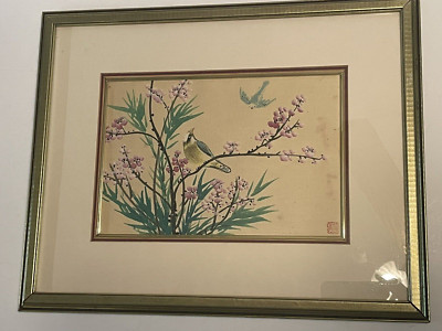 Wong Watercolor on Silk Oxford Art Galleries Bird