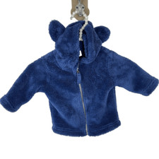 Hanna Andersson Cute Girls Boys blue COZY BEAR FLEECE JACKET 3-6 months hoodie