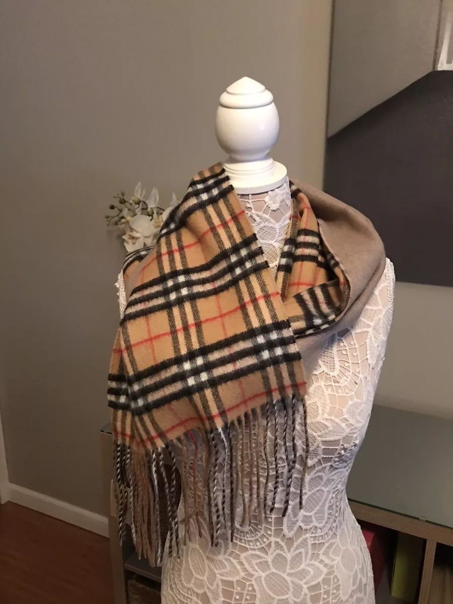 Burberry, Accessories, Authentic Burberry Super Long 0cashmere Scarf In  Beige Check