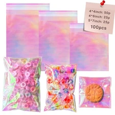 4"x 4" 4"x 6" 5"x7" Iridescent Self Sealing Cellophane Bags for Gift Wrapping...
