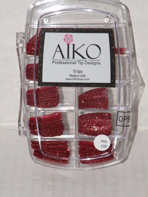 Aiko Professional Nail Tips Halloween Red Glitter 70 Tips Nip Ebay