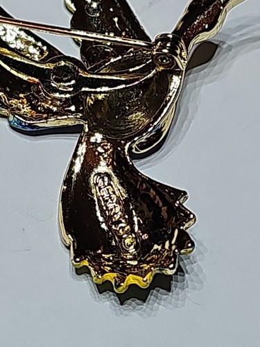 VTG Gerry's Enamel Bird Brooch Pin Goldtone Enamel Blue Green Yellow Signed - Picture 8 of 9