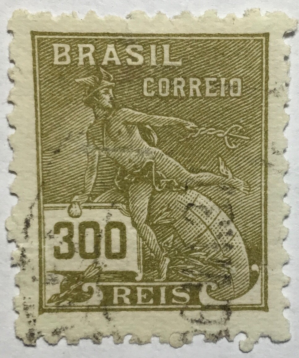 Brazil - Scott #228 Mercury 300r Olive Gray Used 