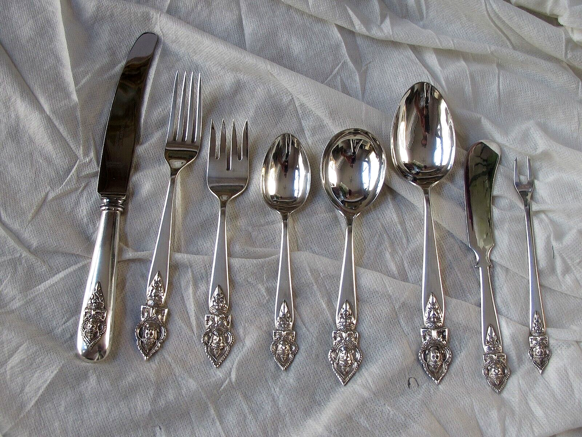 SENA Sterling Silver Flatware for THAILAND SIAM BUDDHA 76 pc