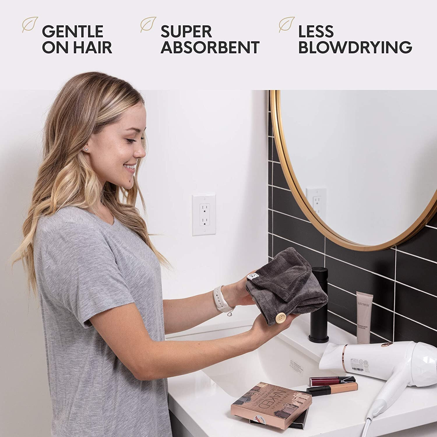 Microfiber Hair Towel Wet Hair Wrap Turbans Rapid Dry Anti Frizz Curly