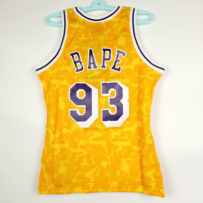 BAPE LA Lakers Mitchell & Ness NBA S Small Jersey Yellow #93 A