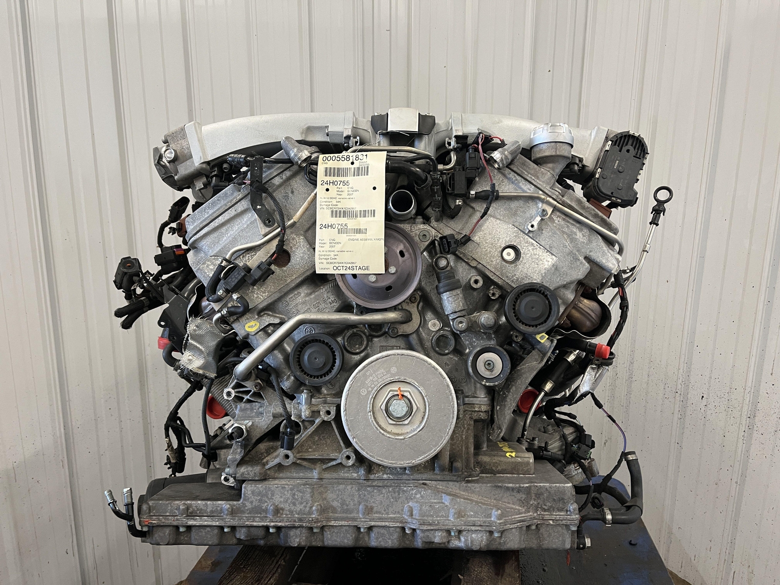 2007 BENTLEY CONTINENTAL ENGINE MOTOR 6.0 NO CORE CHARGE 54,392 MILES