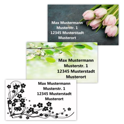 40 Adressetiketten Adressaufkleber, oder 10 Visitenkarten - Motiv ''Blumen''