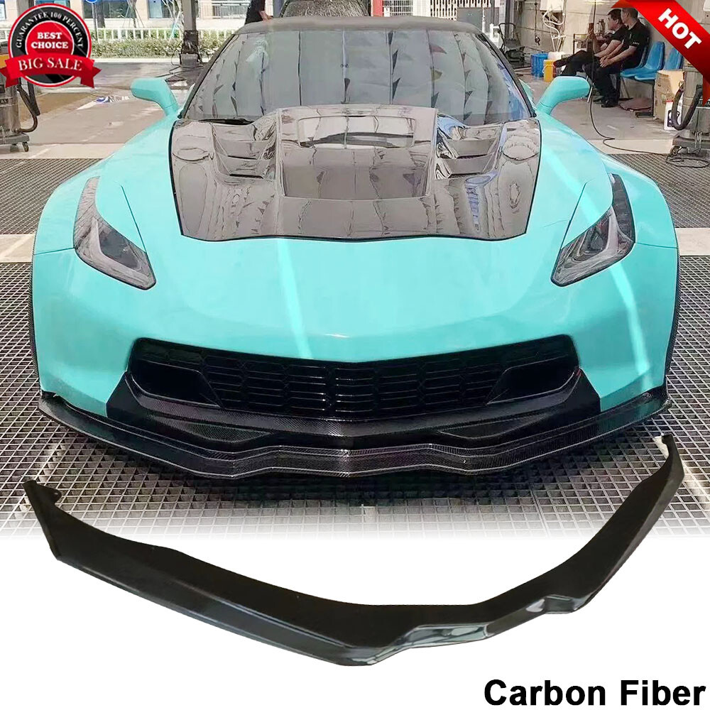 For Chevrolet Corvette C7 Stingray 2014-17 CARBON FIBER FRONT BUMPER LIP SPOILER