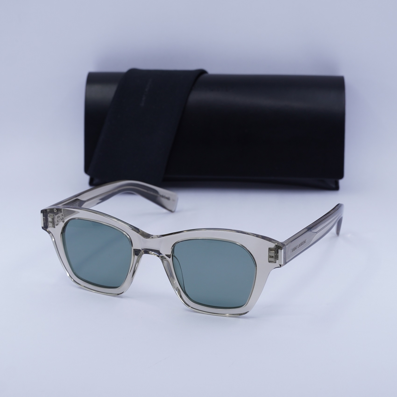 Occhiali da sole Saint Laurent SL592 005 trasparenti beige verde 47 23 145 nuovi