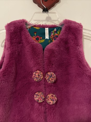 Matilda Jane Girls Size 14 Pink & Green Colorful Sleeveless Fluffy Vest! A5506 - Picture 2 of 6