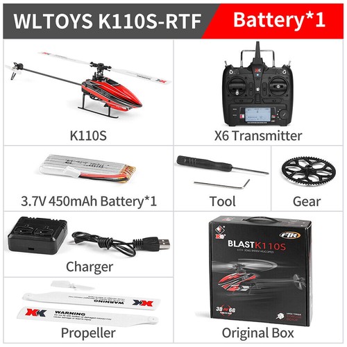 Wltoys XK K110S 6CH 3D 6G System Single Paddle Brushless RC Helicopter Aircraft - Picture 14 of 18
