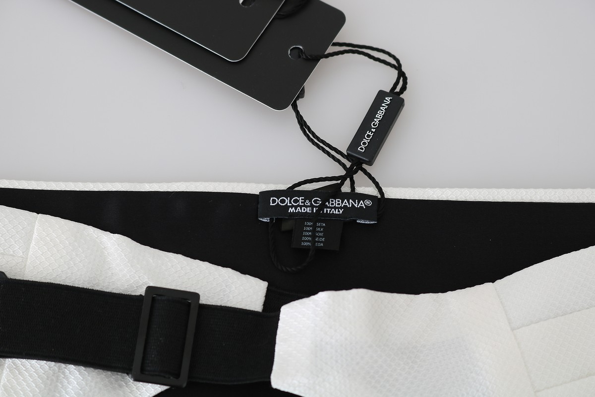 DOLCE & GABBANA Cummerbund White Men Waist Belt 100% Silk s