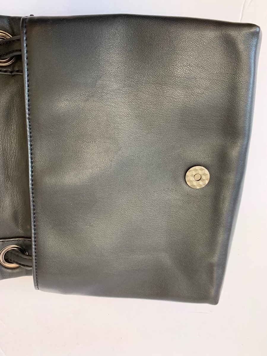 Adolfo Dominguez Black Soft Snap Closure Crossbody Handbag Purse