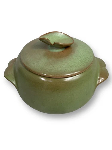 Vintage Frankoma Pottery Green Lazy Bones 2 Quart Covered Casserole W/Lid 4V
