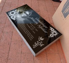 Headstone Tombstone 24x12x3 inches Black Granite Diamond Engraved