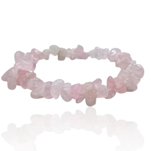 Bracciale Perline Quarzo Rosa Naturale Pietre Preziose Scheggiate Gioielli Braccialetto Amicizia - Foto 8 di 9