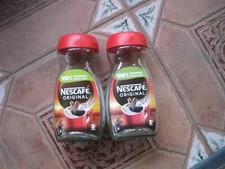 2 NESCAFE GLASS COFFEE JARS UPCYCLE REUSE CRAFT STORAGE ECT 300G LARGE SIZE