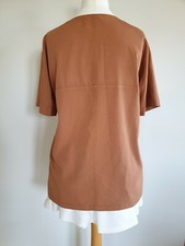 Uniqlo Women's Top Size M 10 Brown Tan Long Tunic Short Sleeves New