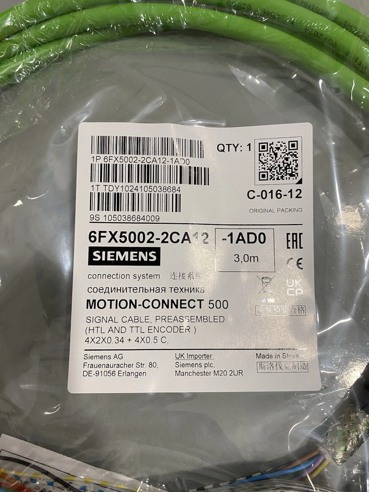 Siemens 6FX5002-2CA12 3m Signal Cable Preassembled HTL & TTL Encoder Brand New 2