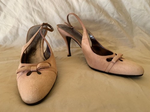 Dolce Gabana peach suede sling backs 9.5 - Picture 5 of 24