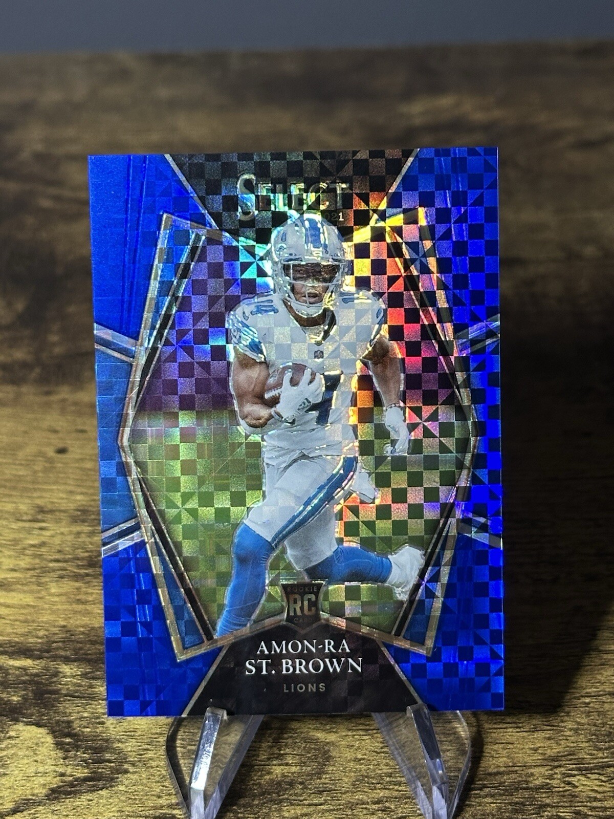 2021 Panini Select Amon-Ra St. Brown Blue Checkerboard Rookie /149 No. 173 Lions