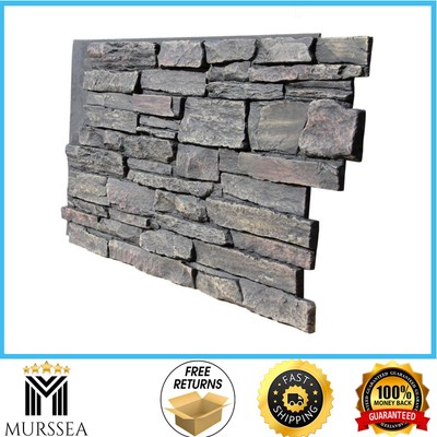 48'' x 24.25'' Polyurethane Ledge Stone Siding Panel Interlocking Volcanic Ash