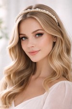 Gold Pearl Headband for Women Bridal Wedding Hairband Elegant Party Prom