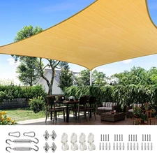 20x20ft Fire Retardant 185G HDPE Sun Shade Sail with Hardware Kits Canopy 98%...