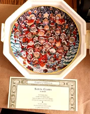 8 1/4" Franklin Mint Bill Bell  SANTA CLAWS Cat Plate in Box L.E. Christmas