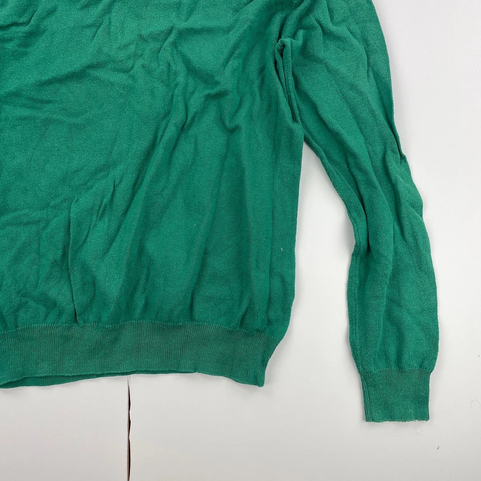 Jersey WOOLOVERS Pequeño Verde Para Mujer Cuello Redondo Algodón Mezcla Seda Tejido Foto 3 de 4