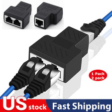 RJ45 Splitter Adapter 1 to 2 Ways Dual Female Port CAT5/6/7 LAN Ethernet Cable