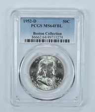 1952-D Franklin Half Dollar Boston Collection MS64 FBL PCGS