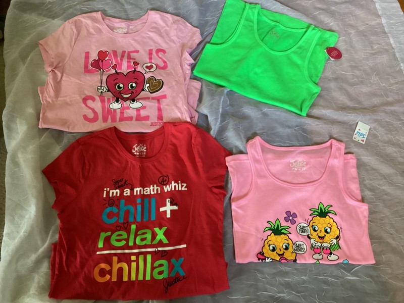 NWT 4 Justice Girls  Sleeveless Shirt Tank Top XL & L T-shirts 16&18 brand new.