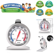 Stainless Steel Oven Thermometer 50-300 C/100-600 F, Analog Instant Read, Bat...