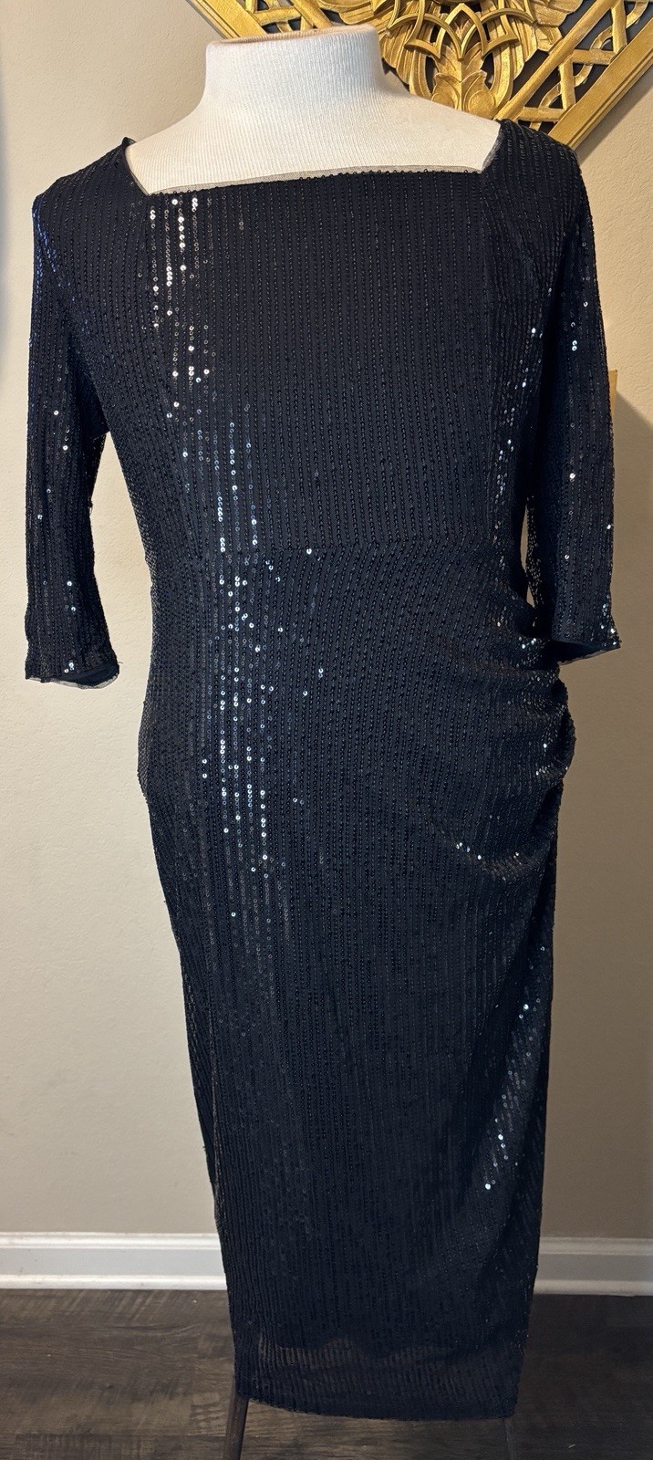 Belle Poque Black Sequence Sheath Dress Size 2XL