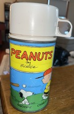 Vintage 1959 Peanuts By Schulz-Metal Thermos Charlie Brown & Snoopy