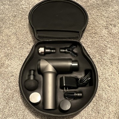 Sportneer Massage Gun Black Handheld Cordless Percussion 4 Heads Carry Case
