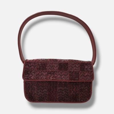 Staud Women's Red Beaded Checkerboard Magnetic Tommy Shoulder Bag