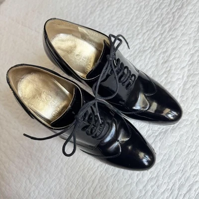 CHANEL Bottines À Talon Court Femme Taille 34C COCO MARK Noir - Photo 1/4