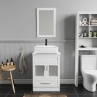 24 in Bathroom Vanity Single Cabinet with Vessel Sink Mirror Combo Faucet Drain