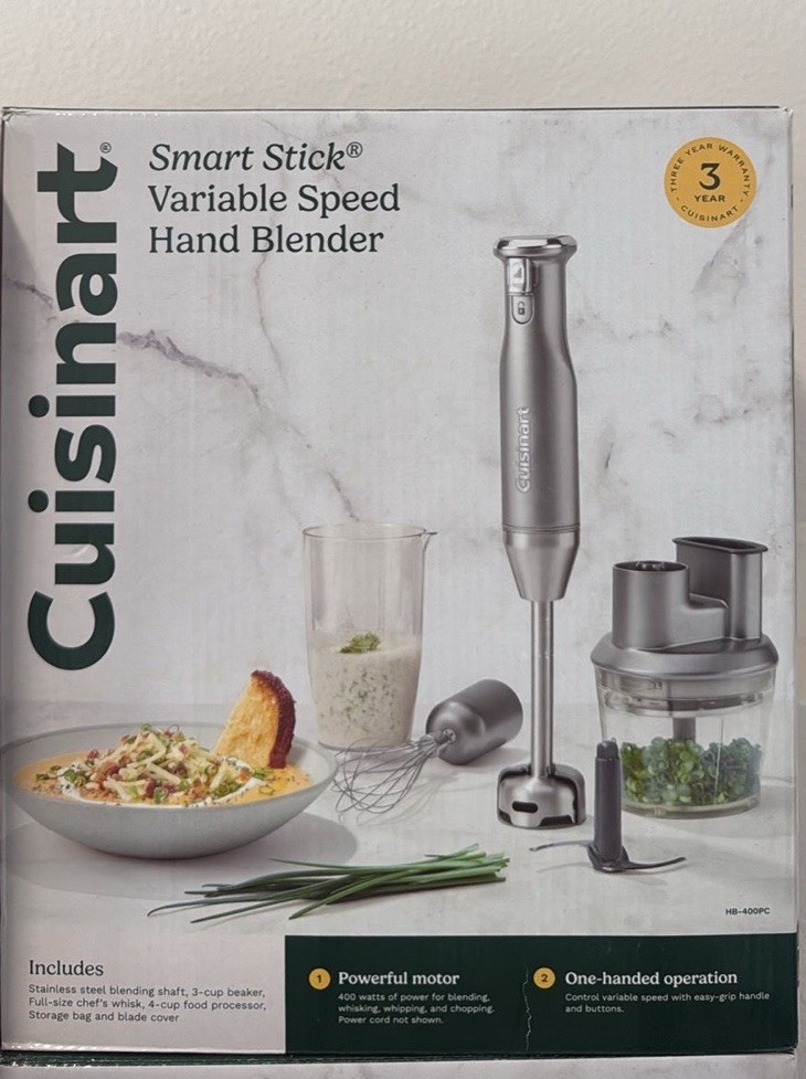 Cuisinart Smart Stick Variable Speed Hand Blender with Food Processor HB-400PC