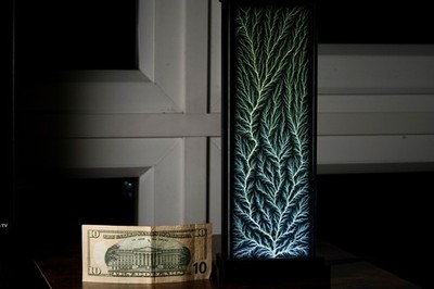 4''x12 x1'' BACKLIT Lichtenberg Figure/Lightning in Acrylic Physics Art POLISHED