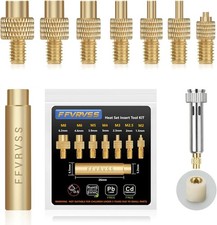8x Premium Heat Set Insert Tool kit, for Threaded general, Brass Color