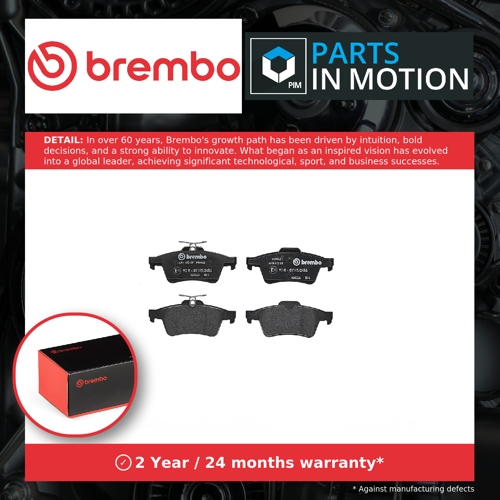 Brake Pads Set fits FORD TOURNEO CONNECT TDCi Rear 1.8 1.8D 02 to 13 Brembo New - Image 21