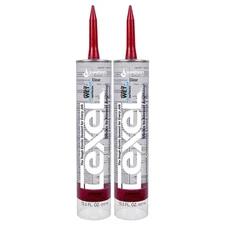 Sashco Lexel 2 Pack 10.5 oz Kitchen Bath Clear Paintable Adhesive Caulk - 13010
