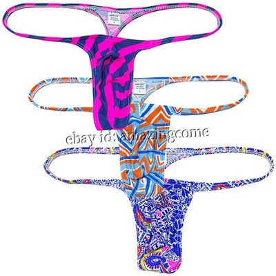 3-Pack Men Posing String Underwear Slim Pouch Thong Minimal Coverage Swim T-back